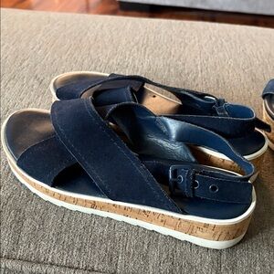 Marc Fisher Navy Sandals with Cork Platform